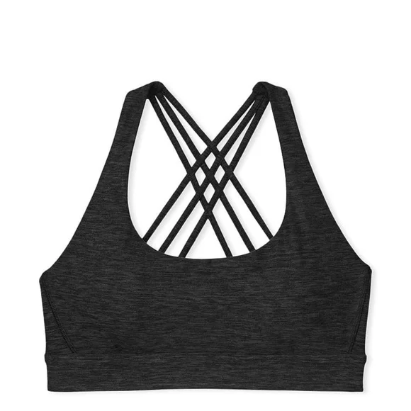Victoria's Secret Essential Strappy Sports Bra Onyx Gray Heather XXL NEW - Picture 1 of 5